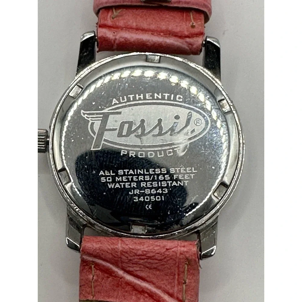 Fossil jr-8643‎ Womens Watch Pink Band Dial New Battery 31MM 8
